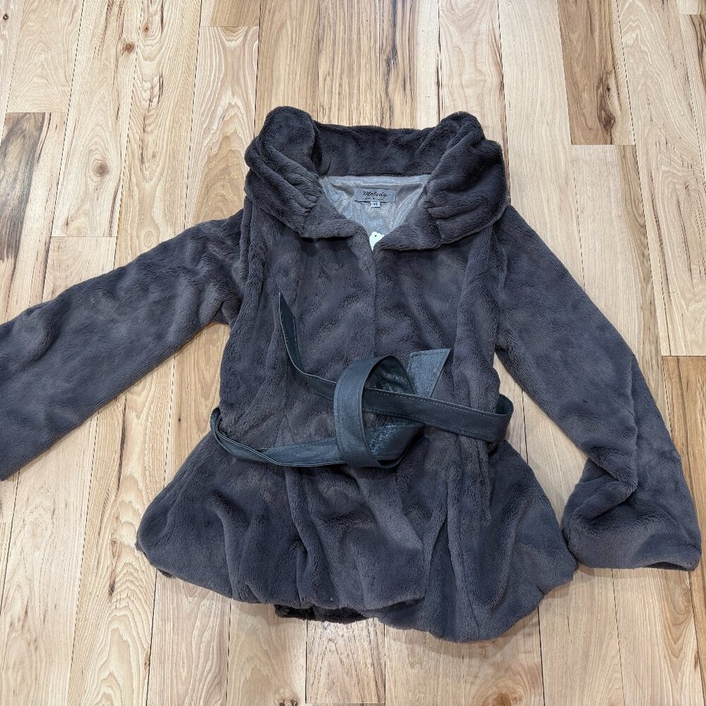 Faux Fur Tie Front Coat